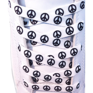 Weiße Schnürsenkel mit Peace-Symbol